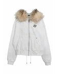 Mola Fur Zip-Up Hoodie White