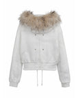 Mola Fur Zip-Up Hoodie White