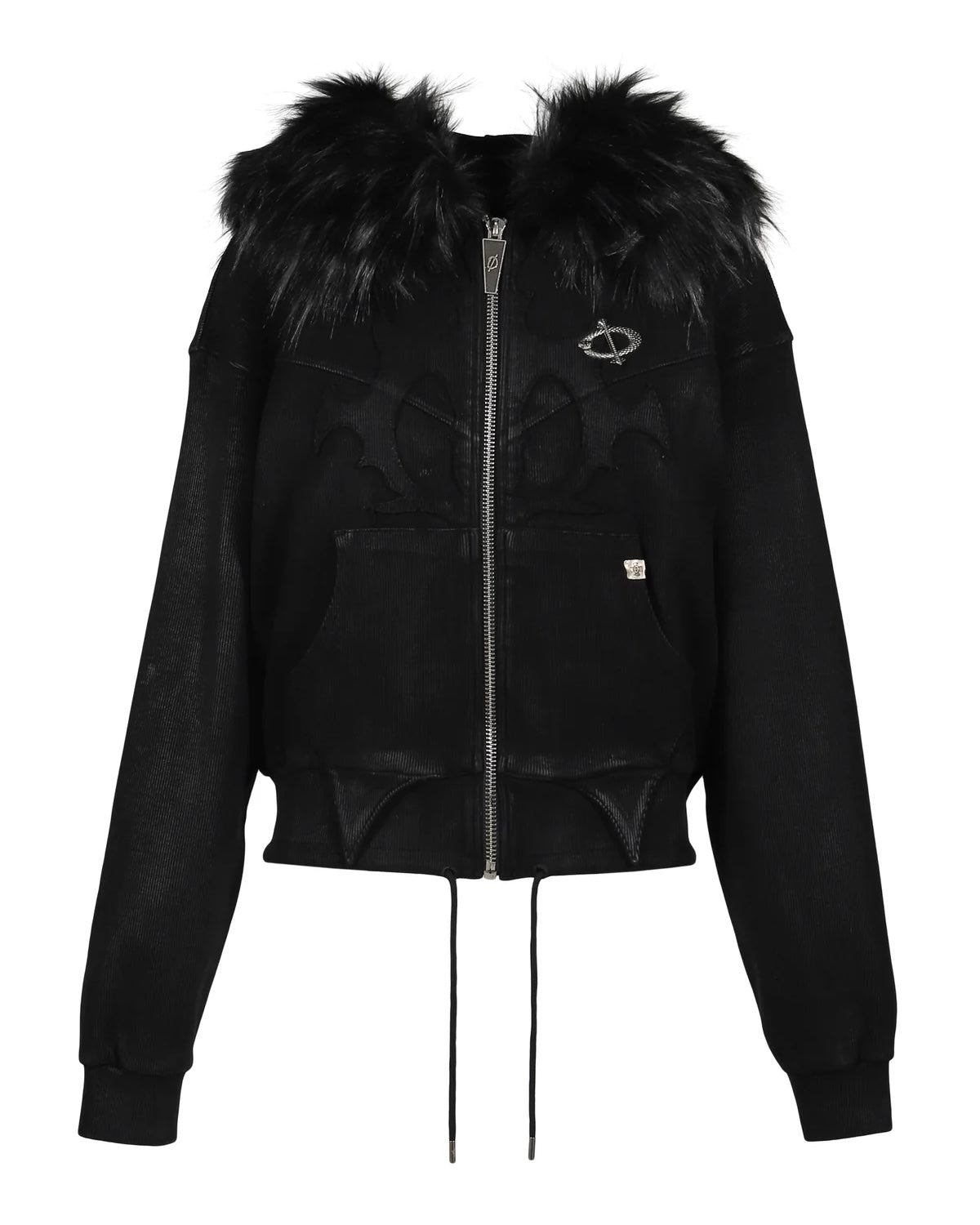 ♡FURFURコラボ♡ベビモコ上下セット♡ブラック Caleb Mink Fur Vest with Fox Fur Trim in Black at FurHatWorld.com