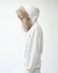 Mola Fur Zip-Up Hoodie White