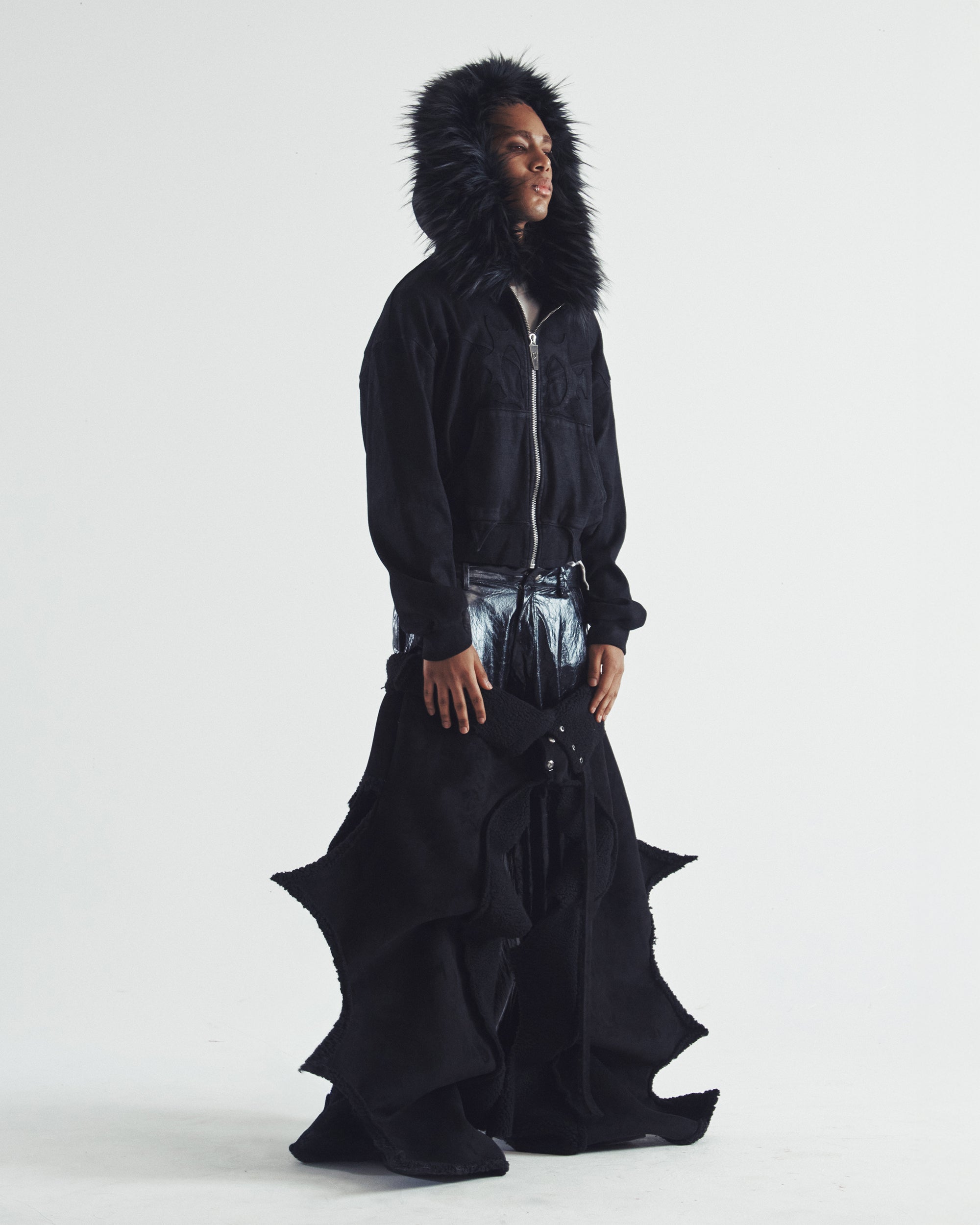 ♡FURFURコラボ♡ベビモコ上下セット♡ブラック Mola Fur Zip-Up Hoodie Black – SKOOT