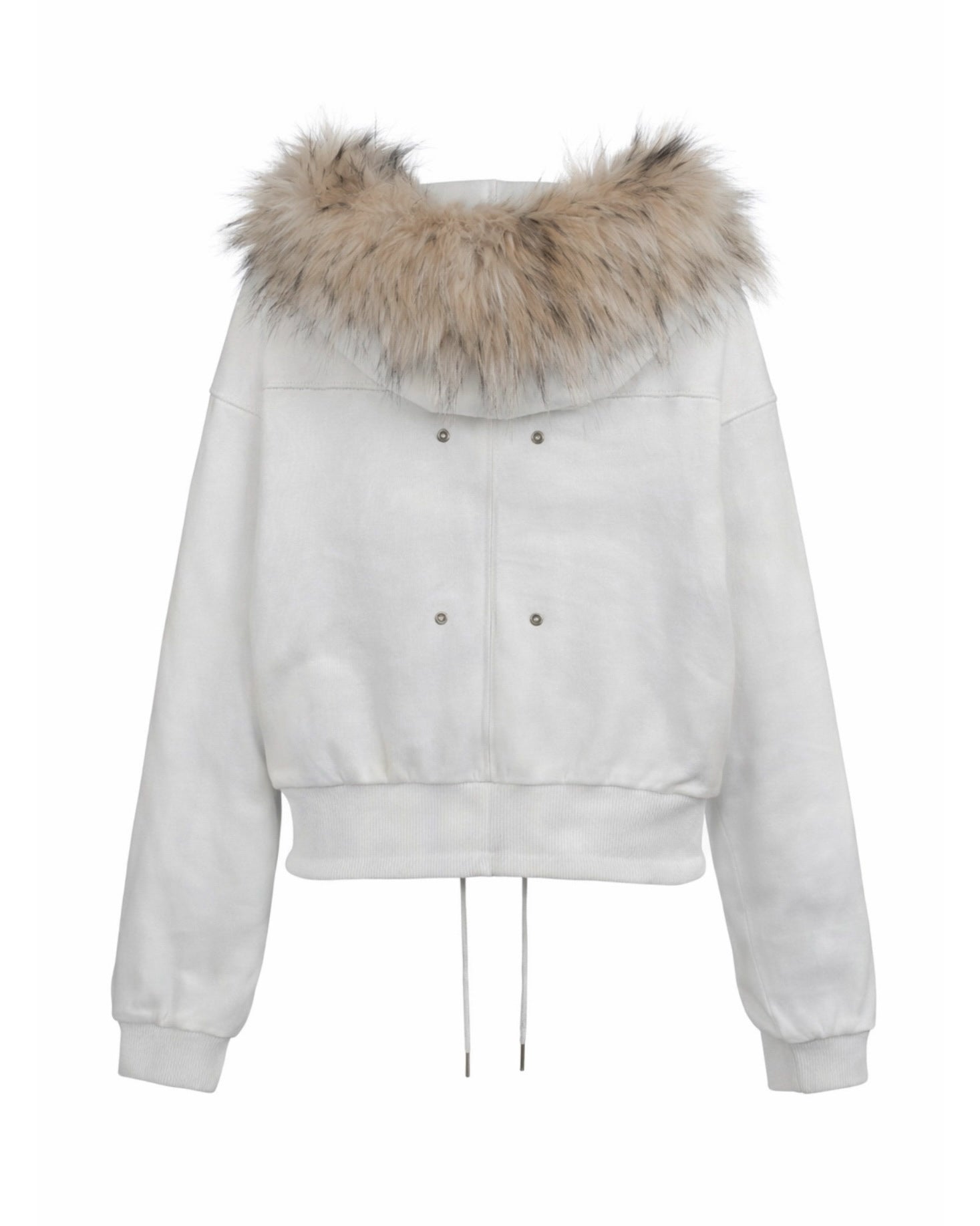 Mola Fur Zip-Up Hoodie White
