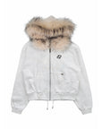 Mola Fur Zip-Up Hoodie White