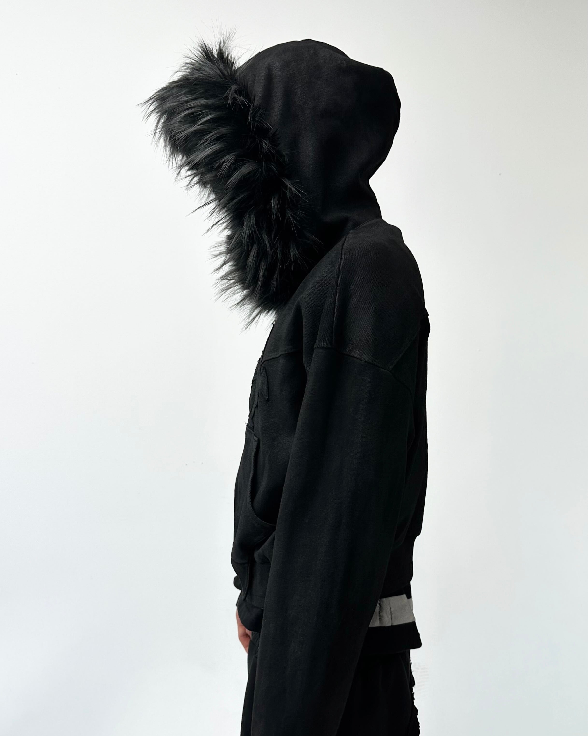 ♡FURFURコラボ♡ベビモコ上下セット♡ブラック Mola Fur Zip-Up Hoodie Black – SKOOT