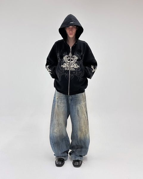 SKOOT DROPOUT HOODIE y2kジップパーカー Lサイズ AE08259C-134B-4A76-BAB5-